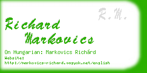 richard markovics business card